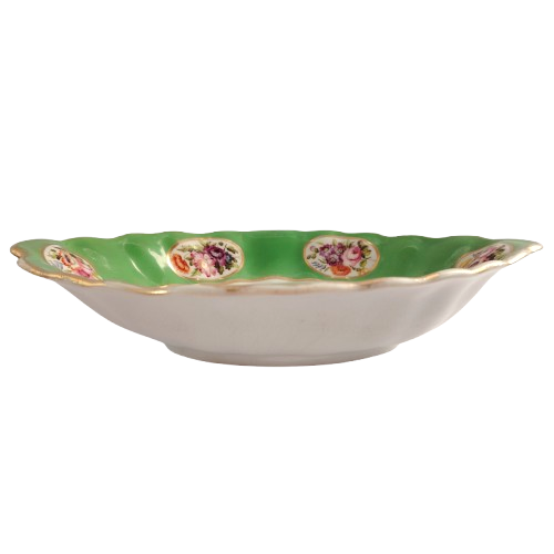 Antique Oval Dish Bowl floral design and gold trim