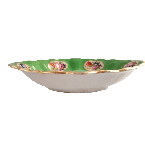 Antique Oval Dish Bowl floral design and gold trim