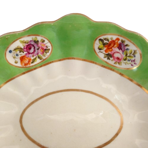 Antique Oval Dish Bowl floral design and gold trim