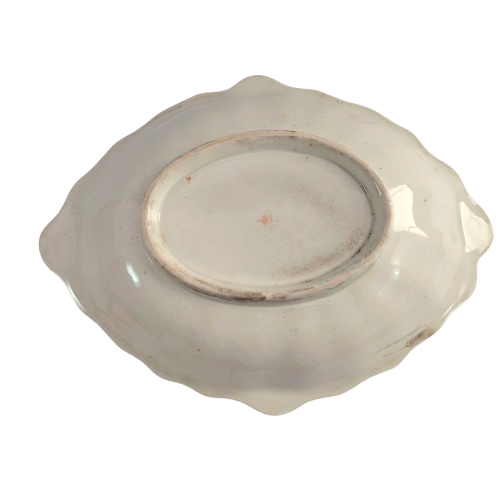 Antique Oval Dish Bowl floral design and gold trim