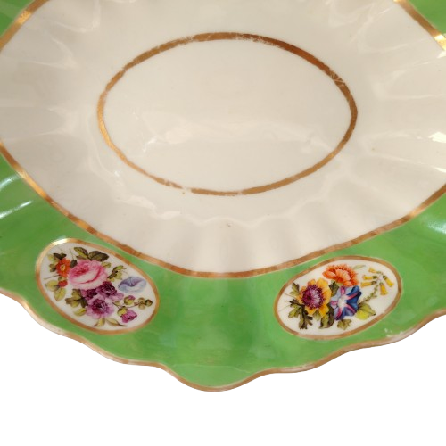 Antique Oval Dish Bowl floral design and gold trim