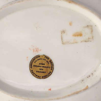 Antique Oval Dish Bowl floral design and gold trim