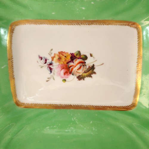 Antique Green and Gold Floral Platter Plate