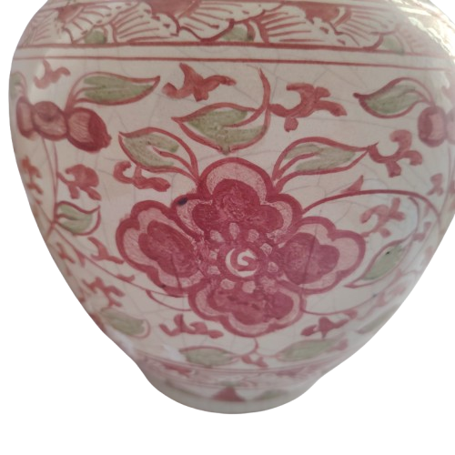 Large Chinese Porcelain Pink and Green Ginger Jar