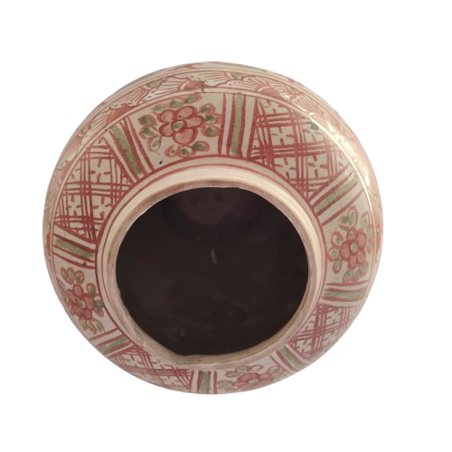 Large Chinese Porcelain Pink and Green Ginger Jar