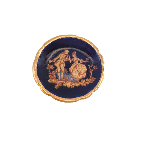 Limoges France Bardet Echt Cobalt Blue and 22k Gold Pin Dish