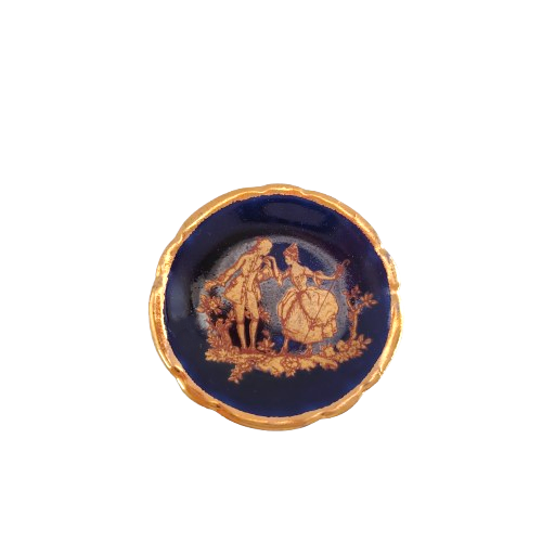 Limoges France Bardet Echt Cobalt Blue and 22k Gold Pin Dish