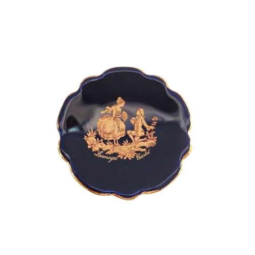 Limoges France Castel Echt Cobalt Blue and 22k Gold Pin Dish