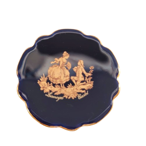 Limoges France Castel Echt Cobalt Blue and 22k Gold Pin Dish