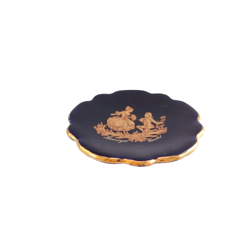 Limoges France Castel Echt Cobalt Blue and 22k Gold Pin Dish