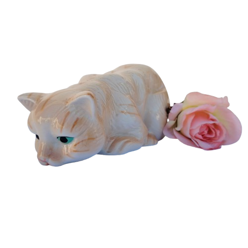 Large Sleeping Ginger Tabby Ceramic Cat