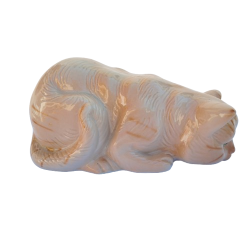 Large Sleeping Ginger Tabby Ceramic Cat