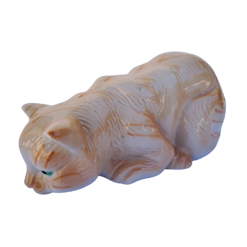 Large Sleeping Ginger Tabby Ceramic Cat