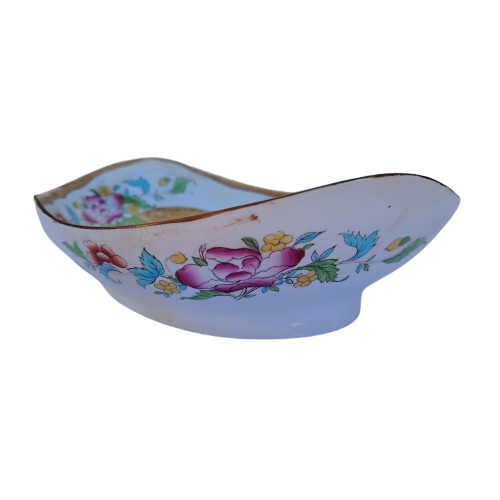 Antique Cauldon Bowl Dish,rare Pattern Yellow Gold Bottle & Floral Pattern