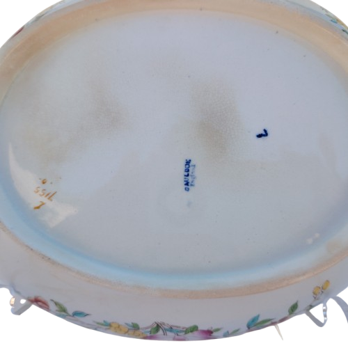 Antique Cauldon Bowl Dish,rare Pattern Yellow Gold Bottle & Floral Pattern
