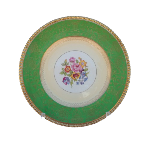 Simpson's Ambassador Ware Plate Rose Flora 22k Gold Filigree