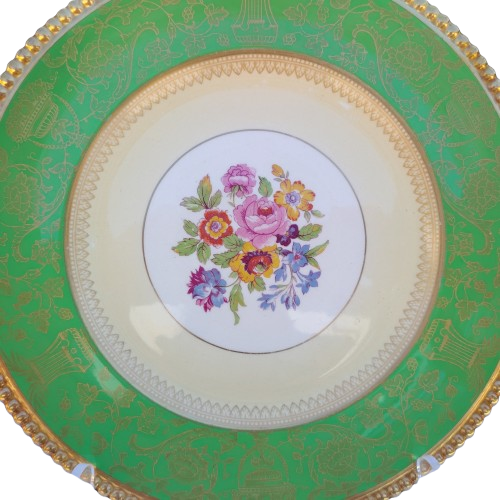 Simpson's Ambassador Ware Plate Rose Flora 22k Gold Filigree