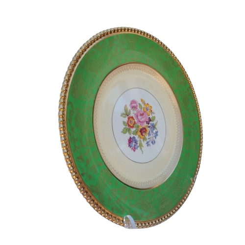 Simpson's Ambassador Ware Plate Rose Flora 22k Gold Filigree