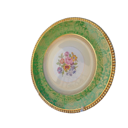 Simpson's Ambassador Ware Plate Rose Flora 22k Gold Filigree