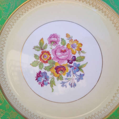 Simpson's Ambassador Ware Plate Rose Flora 22k Gold Filigree
