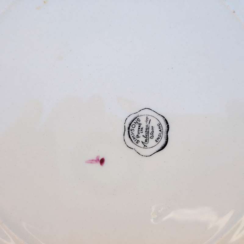 Simpson's Ambassador Ware Plate Rose Flora 22k Gold Filigree