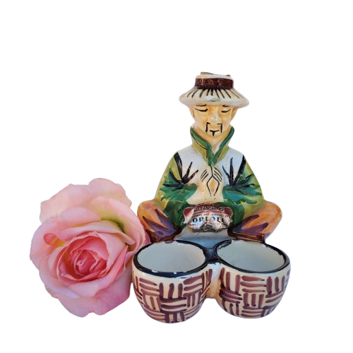 Vintage Drioli Bottle Handpainted Chinese Man With Pots