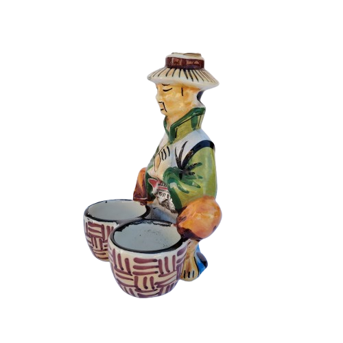 Vintage Drioli Bottle Handpainted Chinese Man With Pots