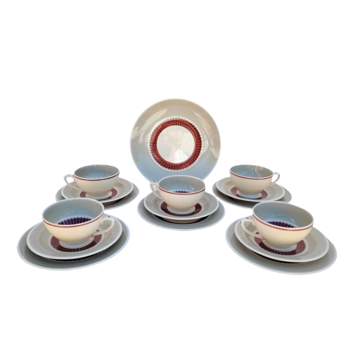Decorative 1930's Susie Cooper Tea Trio's and Plate