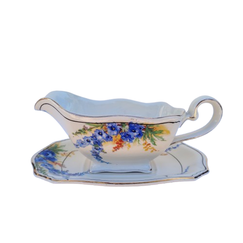 1930s Royal Winton Grimwades Hollyhocks Gravy / Sauce Boat