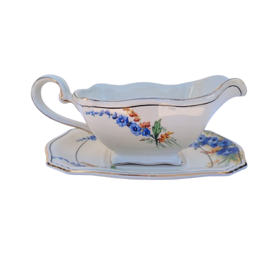 1930s Royal Winton Grimwades Hollyhocks Gravy / Sauce Boat