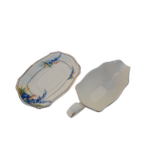 1930s Royal Winton Grimwades Hollyhocks Gravy / Sauce Boat