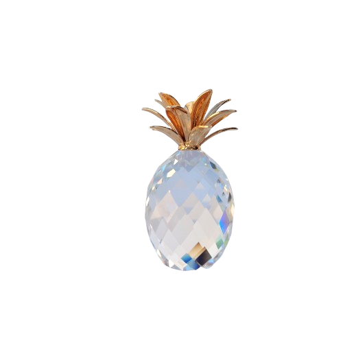 Swarovski Crystal Small Pineapple smooth gold leaves