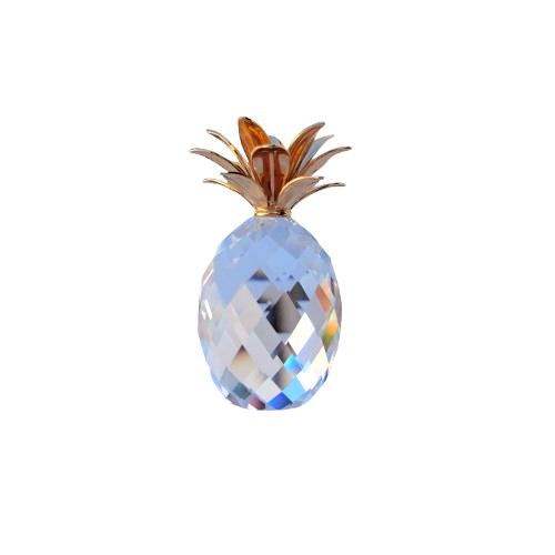 Swarovski Crystal Small Pineapple smooth gold leaves