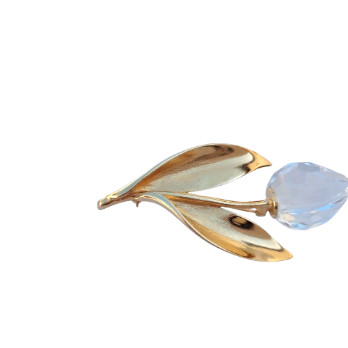 Swarovski Crystal Tulip Brooch with Gold 18c Plated Stem