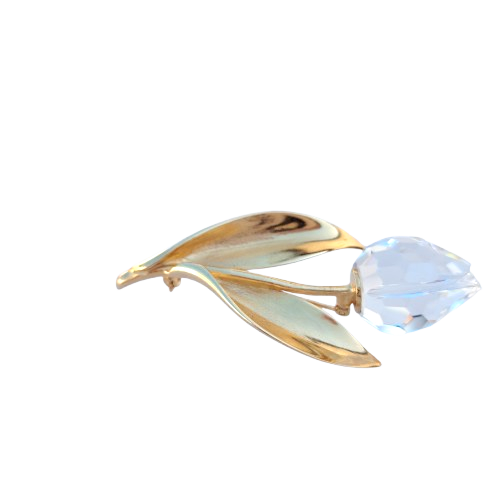Swarovski Crystal Tulip Brooch with Gold 18c Plated Stem