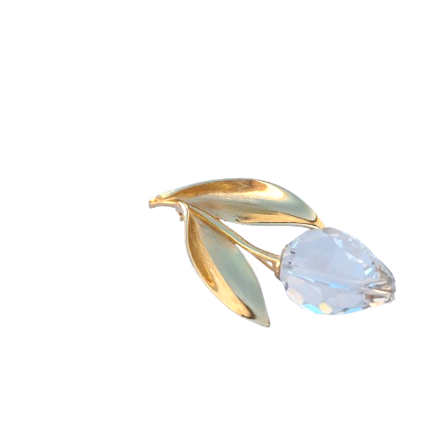 Swarovski Crystal Tulip Brooch with Gold 18c Plated Stem