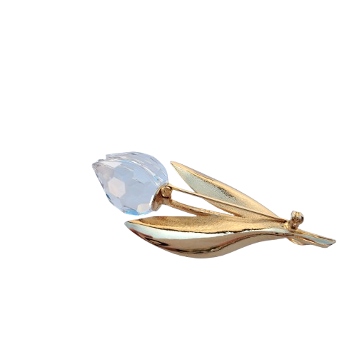 Swarovski Crystal Tulip Brooch with Gold 18c Plated Stem