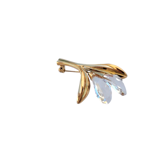Swarovski Crystal Double Calla Lily Gold Tone Pin Brooch