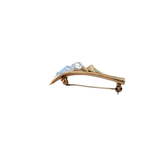 Swarovski Crystal Double Calla Lily Gold Tone Pin Brooch