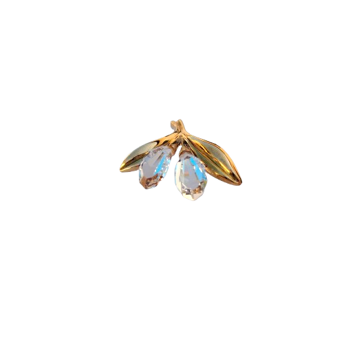 Swarovski Crystal Double Calla Lily Gold Tone Pin Brooch