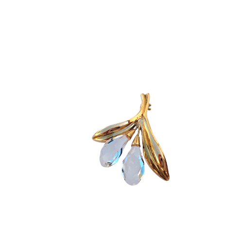 Swarovski Crystal Double Calla Lily Gold Tone Pin Brooch