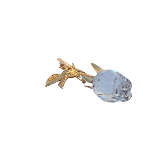 Swarovski Crystal Rose Brooch with Gold 18c Plated Stem
