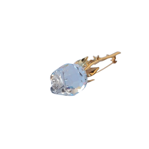 Swarovski Crystal Rose Brooch with Gold 18c Plated Stem