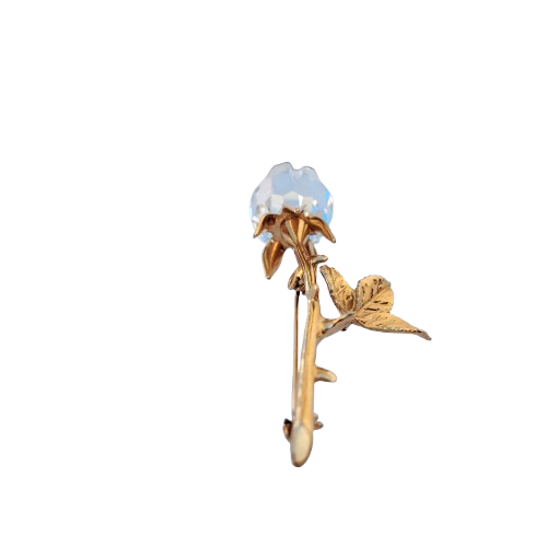 Swarovski Crystal Rose Brooch with Gold 18c Plated Stem