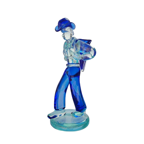 Mid Century Murano Art Glass Blue Statue Carrier