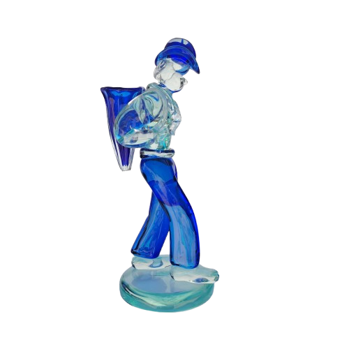 Mid Century Murano Art Glass Blue Statue Carrier