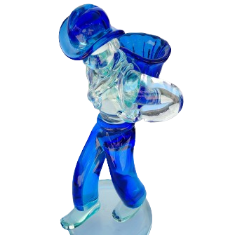 Mid Century Murano Art Glass Blue Statue Carrier