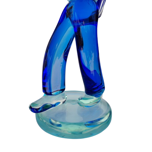 Mid Century Murano Art Glass Blue Statue Carrier