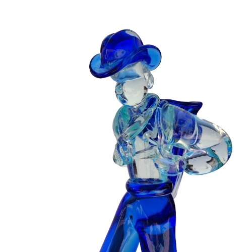 Mid Century Murano Art Glass Blue Statue Carrier