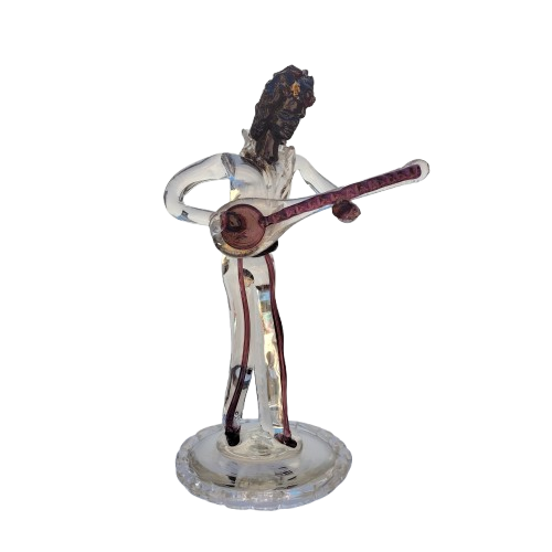 Murano Fine Venetian Handmade Glass Figurine Guitar Player